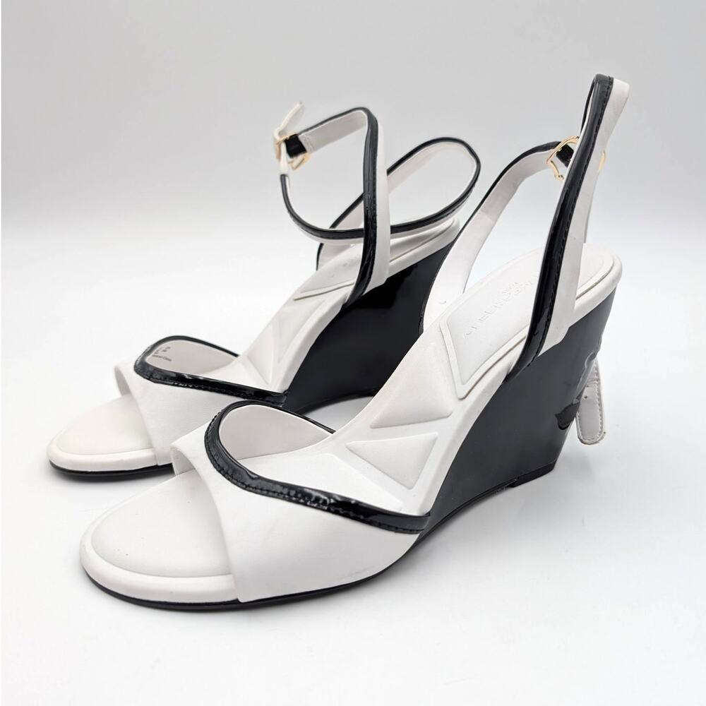 Karl Lagerfeld Paris Kersey Wedge Sandal Women's Bright White Size US7.5M EU38